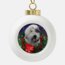 Old English Sheepdog Keramik Kugel-Ornament