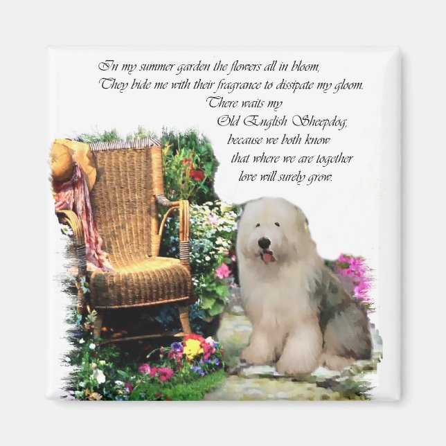 Old English Sheepdog Kunstgeschenke Magnet (Vorne)