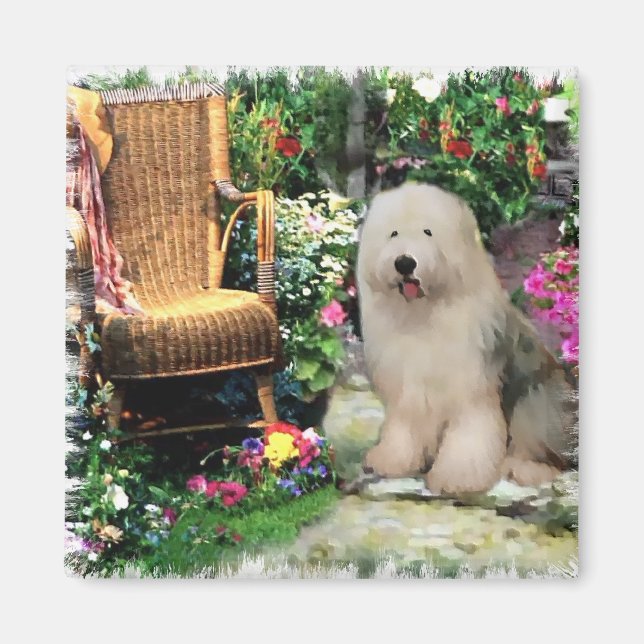 Old English Sheepdog Kunstgeschenke Magnet (Vorne)