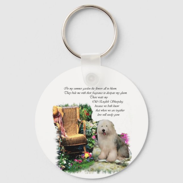 Old English Sheepdog Kunstgeschenke Schlüsselanhänger (Vorderseite)