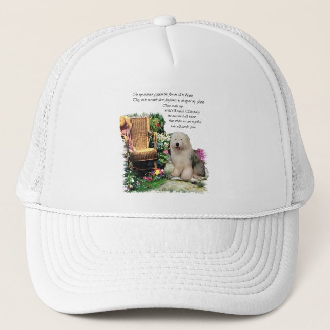 Old English Sheepdog Kunstgeschenke Truckerkappe (Vorderseite)