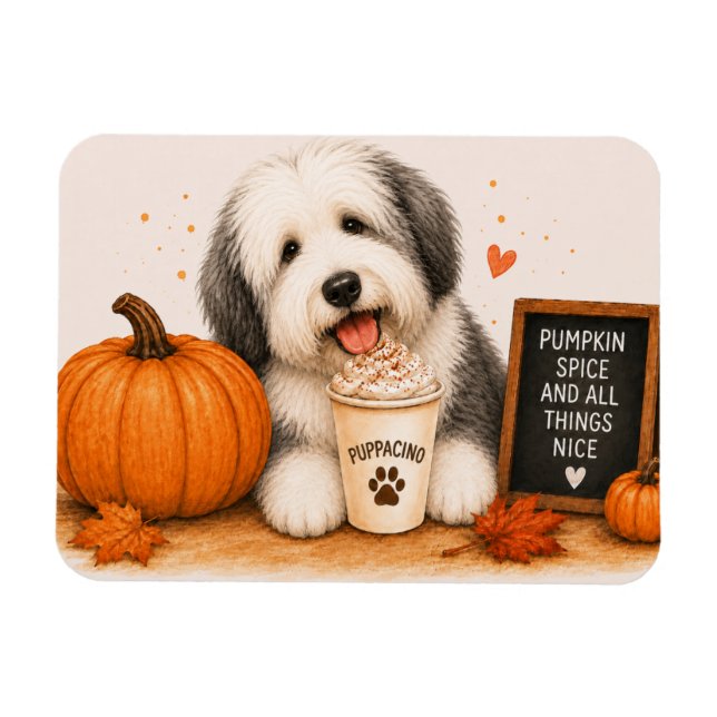 Old English Sheepdog Kürbisgewürz Magnet (Horizontal)