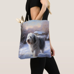 Old English Sheepdog lässt es schlafen Weihnachten
