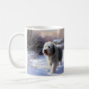 Old English Sheepdog lässt es schlafen Weihnachten Kaffeetasse