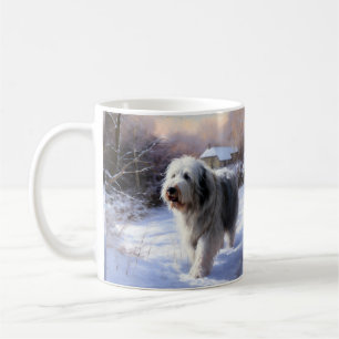 Old English Sheepdog lässt es schlafen Weihnachten Kaffeetasse