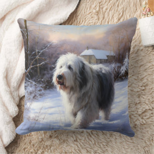 Old English Sheepdog lässt es schlafen Weihnachten Kissen