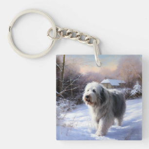 Old English Sheepdog lässt es schlafen Weihnachten Schlüsselanhänger