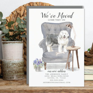Old English Sheepdog Moving Announcement Ankündigung