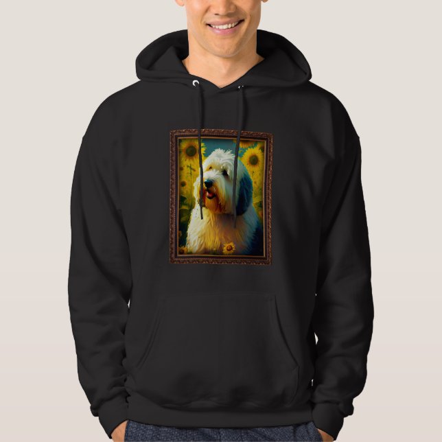 Old English Sheepdog Painting Sunflower Flower Mom Hoodie (Vorderseite)