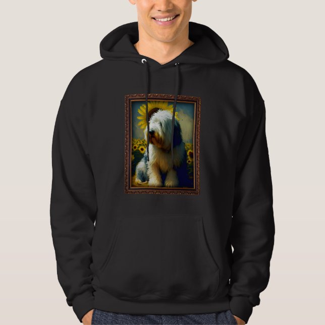 Old English Sheepdog Painting Sunflower Flower Mom Hoodie (Vorderseite)