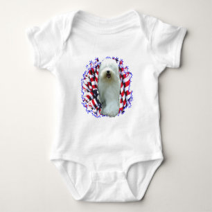 Old English Sheepdog Patriot Baby Strampler