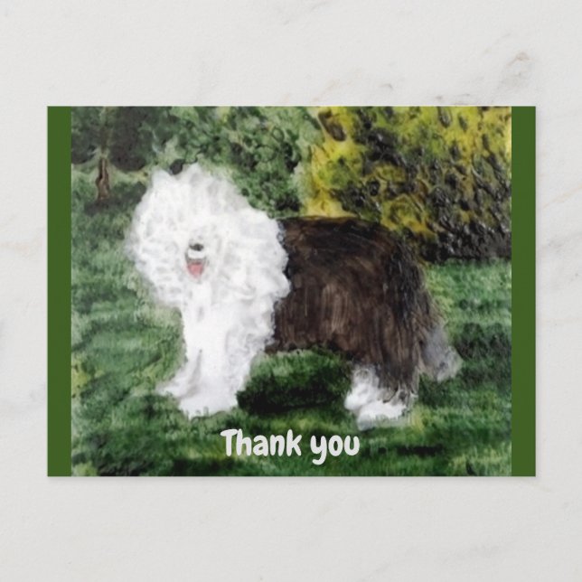 Old English Sheepdog Pet Danke Postkarte (Vorderseite)