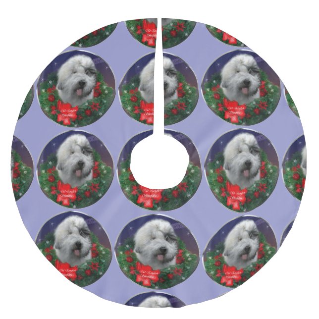 Old English Sheepdog Polyester Weihnachtsbaumdecke (Vorderseite)