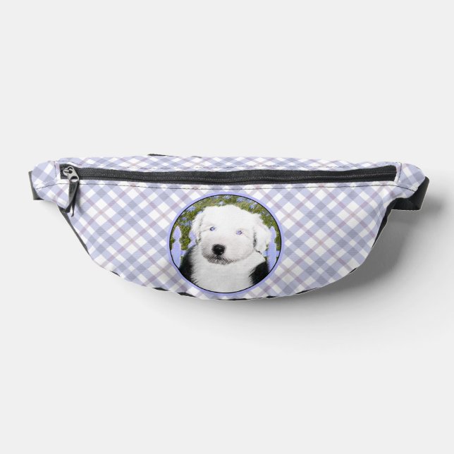 Old English Sheepdog Puppy Painting Dog Art Bauchtasche (Ablage )
