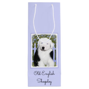 Old English Sheepdog Puppy Painting - Dog Art Geschenktüte Für Weinflaschen