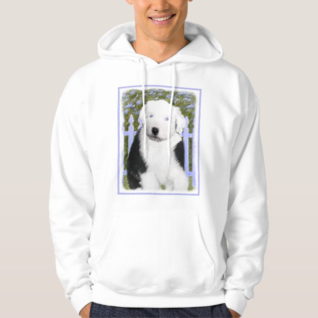 Old English Sheepdog Puppy Painting - Dog Art Hoodie (Vorderseite)