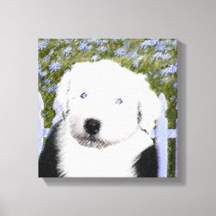 Old English Sheepdog Puppy Painting - Dog Art Leinwanddruck