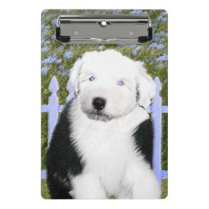 Old English Sheepdog Puppy Painting - Dog Art Mini Klemmbrett