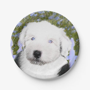 Old English Sheepdog Puppy Painting - Dog Art Pappteller