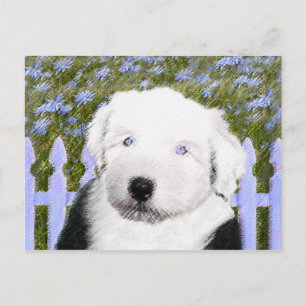 Old English Sheepdog Puppy Painting - Dog Art Postkarte