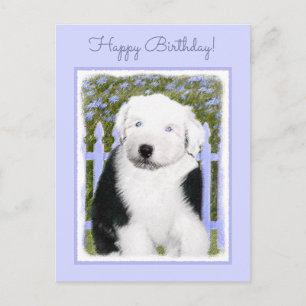 Old English Sheepdog Puppy Painting - Dog Art Postkarte