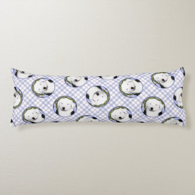 Old English Sheepdog Puppy Painting Dog Art Seitenschläferkissen (Vorderseite)