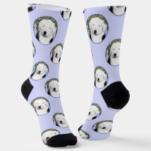 Old English Sheepdog Puppy Painting Dog Art Socken