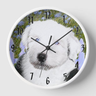 Old English Sheepdog Puppy Painting - Dog Art Uhr