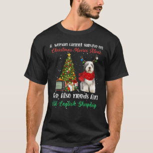 Old English Sheepdog Rentier Christmas Tree Ornam T-Shirt