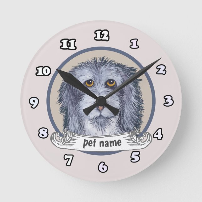 Old English Sheepdog Runde Wanduhr (Vorderseite)