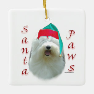Old English Sheepdog Santa Paws Keramikornament