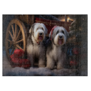 Old English Sheepdog Schnee-Schlitten Weihnachtsde Schneidebrett