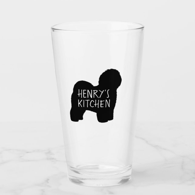 Old English Sheepdog Silhouette Personalisiert Dog Glas (Vorderseite)