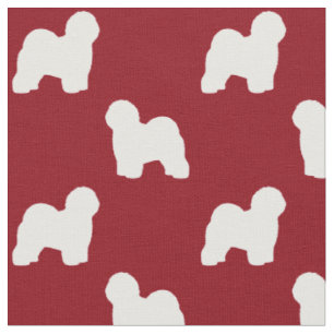 Old English Sheepdog Silhouetten Gemustert Stoff