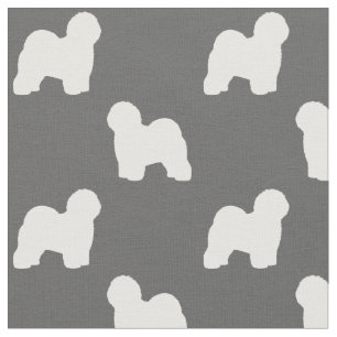 Old English Sheepdog Silhouetten Gemustert Stoff