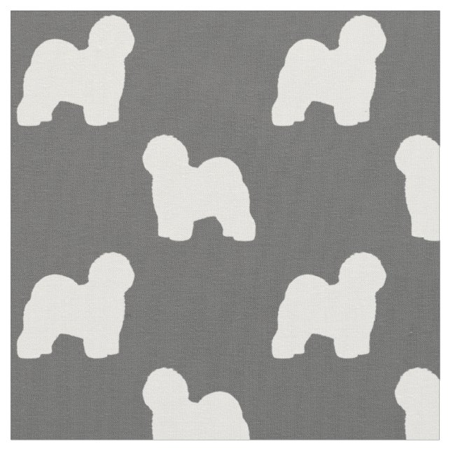Old English Sheepdog Silhouetten Gemustert Stoff (Nahaufnahme)