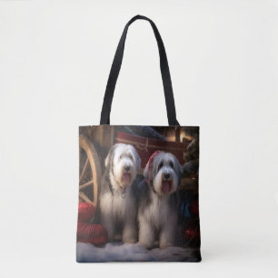 Old English Sheepdog Snowy Sleigh Weihnachtsdekor