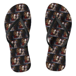Old English Sheepdog Snowy Sleigh Weihnachtsdekor Flip Flops