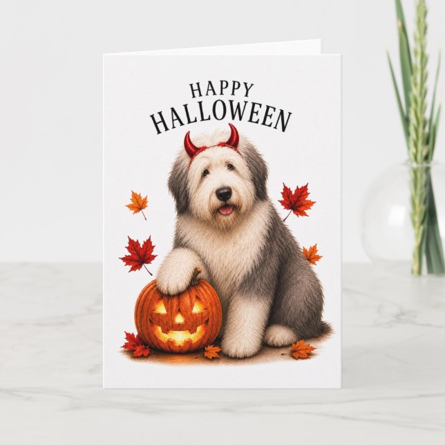 Old English Sheepdog Teufelshund Karte (Vorderseite)