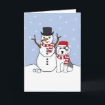 Old English Sheepdog und Snowman Feiertagskarte<br><div class="desc">Schicken Sie Ihre Urlaubswünsche an Ihren Lieblings-Old English Sheepdog Fan mit dieser Hundezucht Design Grußkarte. Personalisieren Sie Ihre Nachricht im Inneren.</div>
