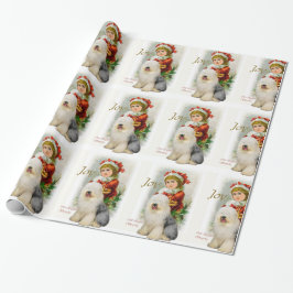 Old English Sheepdog Vintage Weihnachten Geschenkpapier