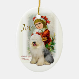 Old English Sheepdog Vintage Weihnachten Keramikornament