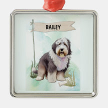 Old English Sheepdog Watercolor Personalized Dog