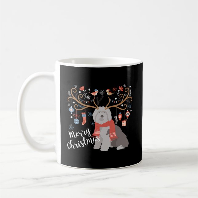 Old English Sheepdog Weihnachten Kaffeetasse (Links)