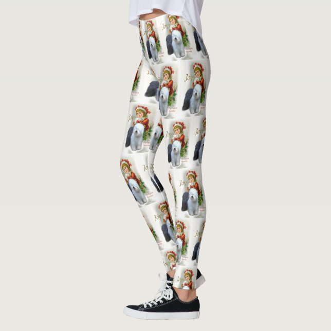 Old English Sheepdog Weihnachten Leggings (Links)
