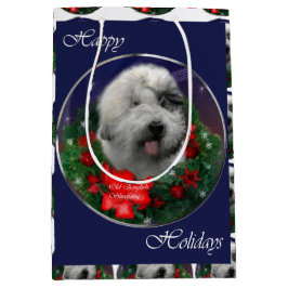 Old English Sheepdog Weihnachten Mittlere Geschenktüte