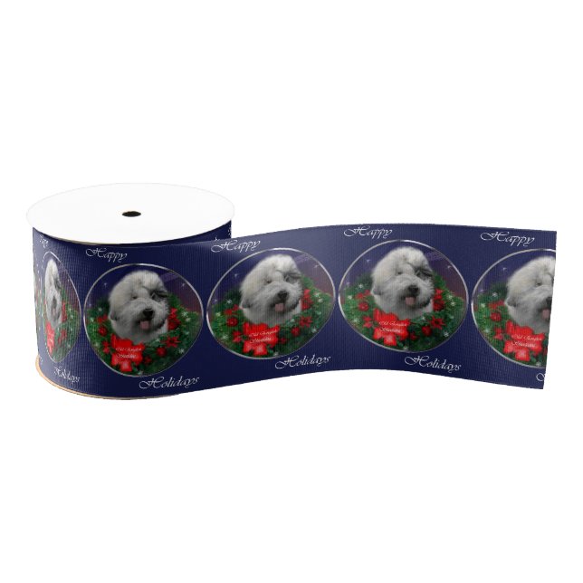 Old English Sheepdog Weihnachten Ripsband (Spule)