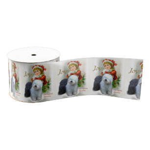 Old English Sheepdog Weihnachten Ripsband