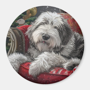 Old English Sheepdog Weihnachts-Festival Magnet