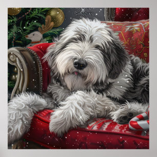 Old English Sheepdog Weihnachts-Festival Poster
